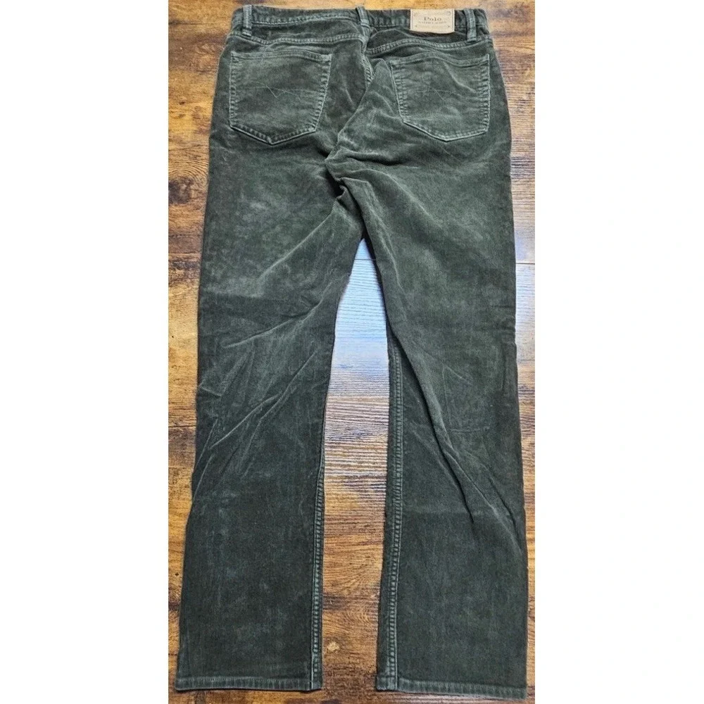 Polo Ralph Lauren Men's Varick Slim Straight 33x32 Olive Green Corduroy 5 Pocket